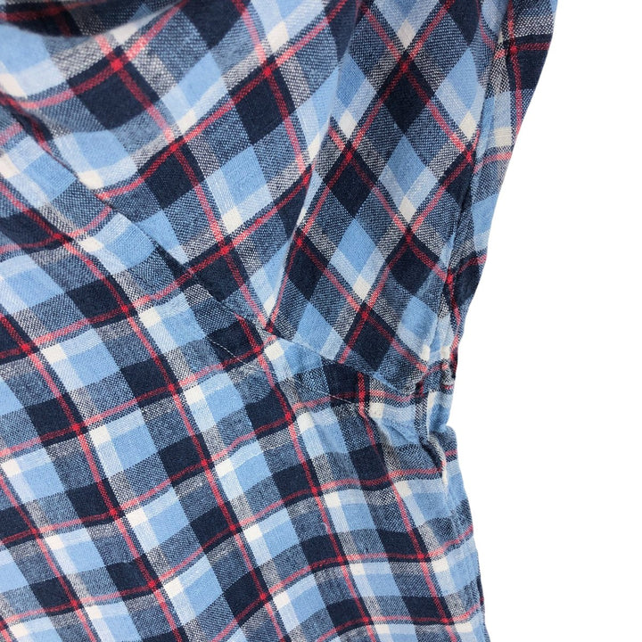 Ralph Lauren BIG SHIRT Check Pattern Long Sleeve Linen Button Down Shirt Men's L size linen Blue type light blue Vintage Second Hand