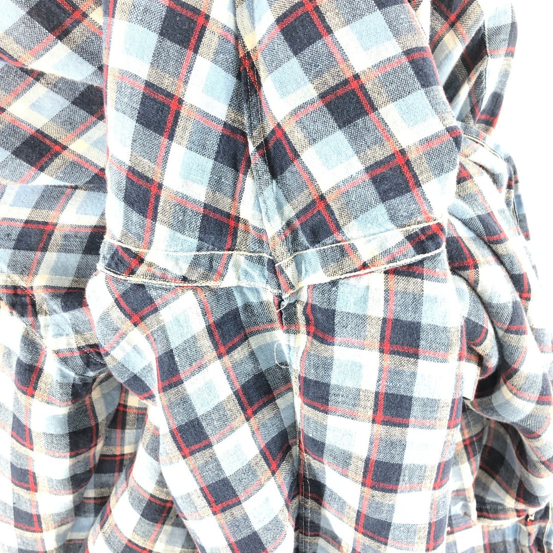 Ralph Lauren BIG SHIRT Check Pattern Long Sleeve Linen Button Down Shirt Men's L size linen Blue type light blue Vintage Second Hand