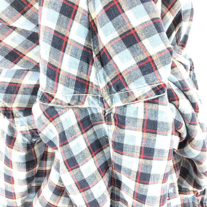Ralph Lauren BIG SHIRT Check Pattern Long Sleeve Linen Button Down Shirt Men's L size linen Blue type light blue Vintage Second Hand