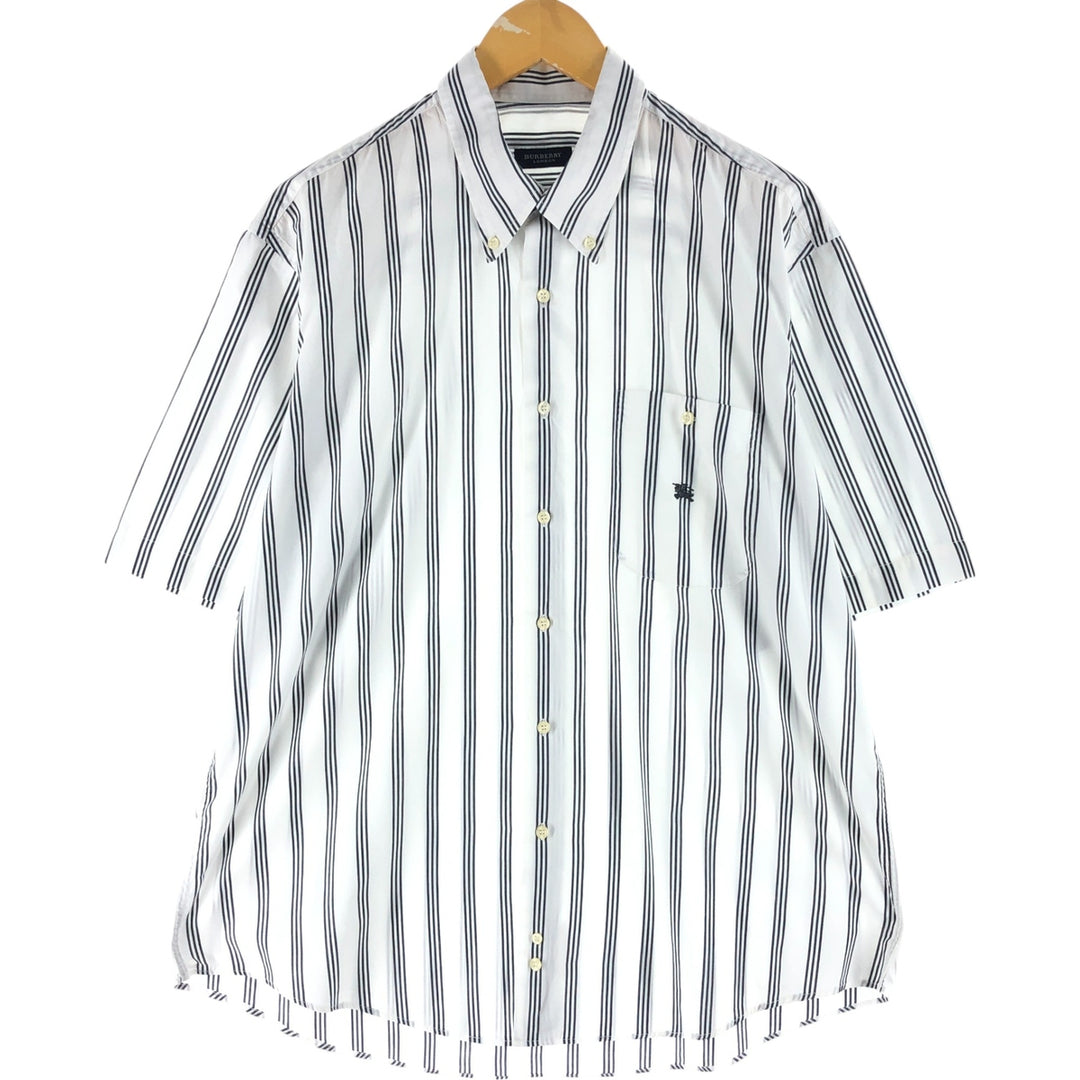 Burberry's LONDON Stripe Pattern Short Sleeve Button Down Shirt Men's M Size cotton white type Vintage Second Hand