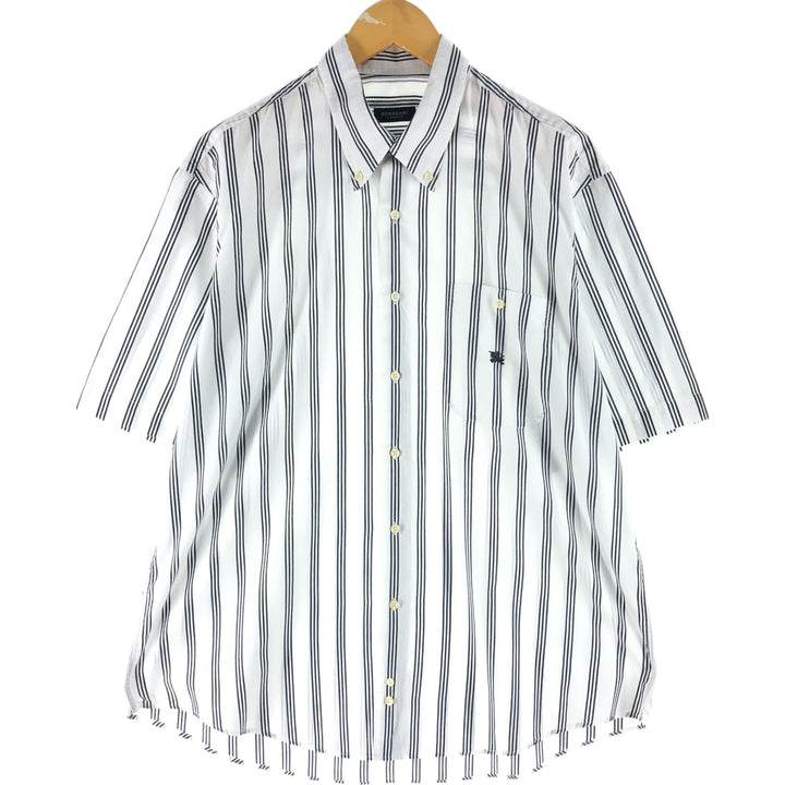 Burberry's LONDON Stripe Pattern Short Sleeve Button Down Shirt Men's M Size cotton white type Vintage Second Hand