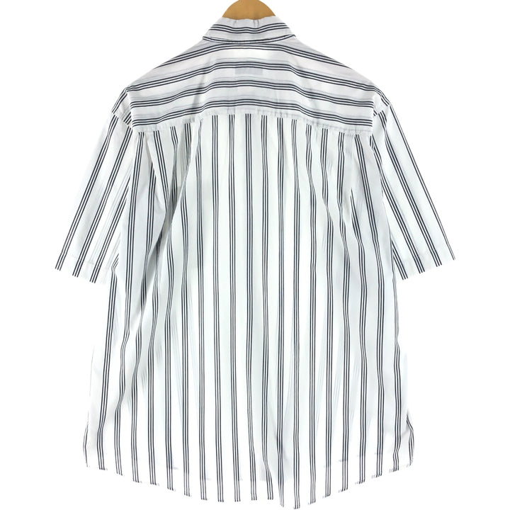 Burberry's LONDON Stripe Pattern Short Sleeve Button Down Shirt Men's M Size cotton white type Vintage Second Hand