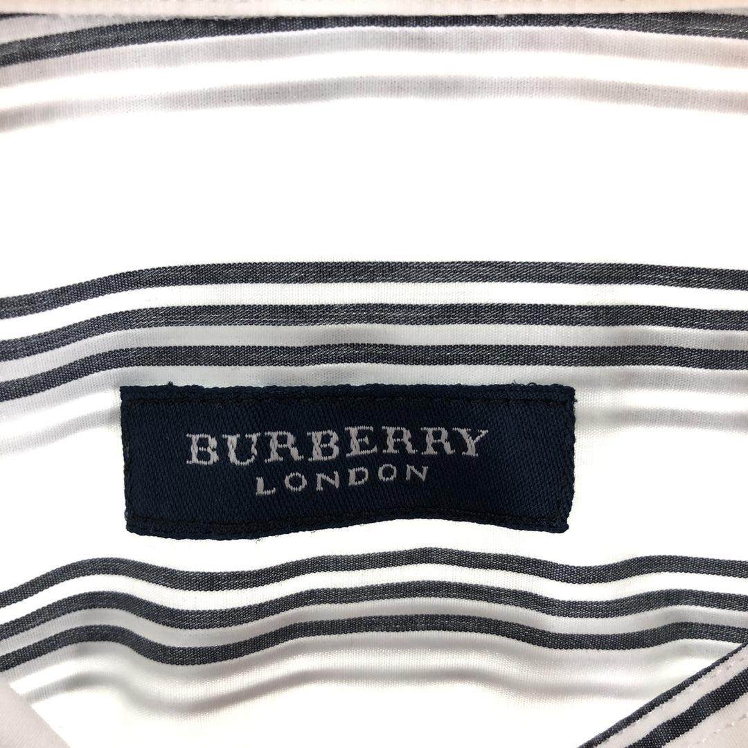 Burberry's LONDON Stripe Pattern Short Sleeve Button Down Shirt Men's M Size cotton white type Vintage Second Hand