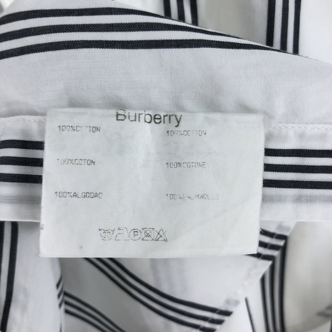 Burberry's LONDON Stripe Pattern Short Sleeve Button Down Shirt Men's M Size cotton white type Vintage Second Hand