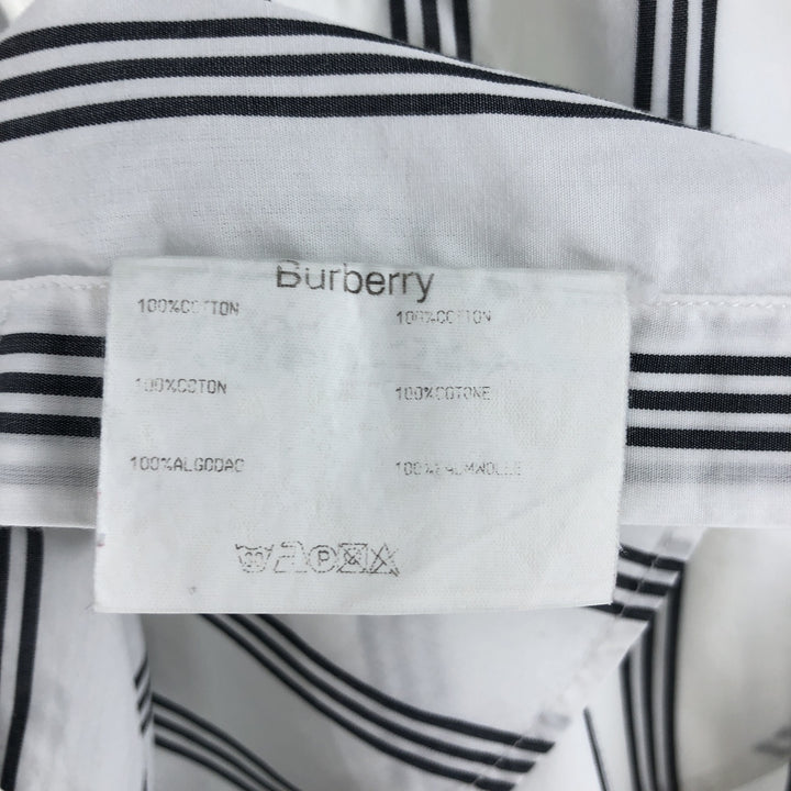 Burberry's LONDON Stripe Pattern Short Sleeve Button Down Shirt Men's M Size cotton white type Vintage Second Hand