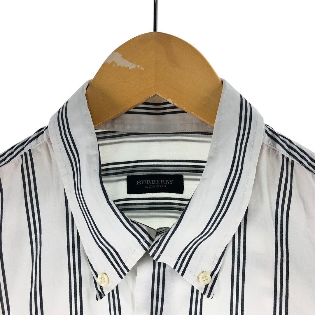 Burberry's LONDON Stripe Pattern Short Sleeve Button Down Shirt Men's M Size cotton white type Vintage Second Hand