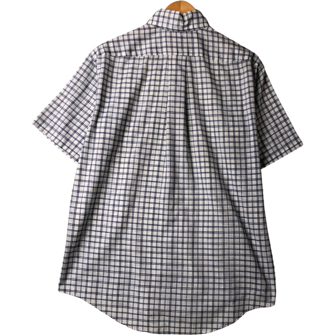 70'S JCPenney short sleeve button down check shirt, men's size L, vintage unclear white type Vintage Second Hand