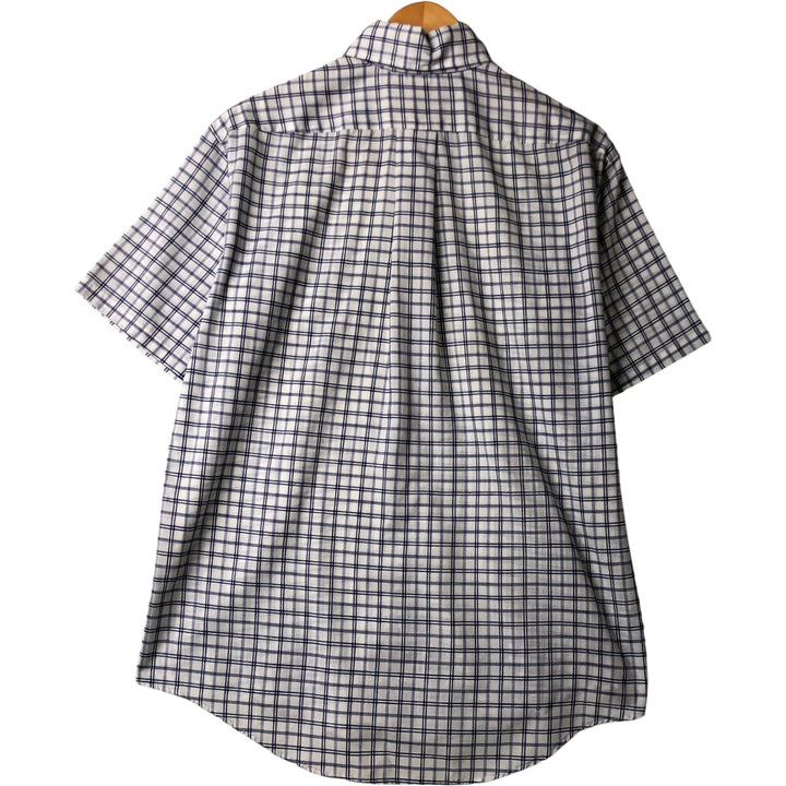 70'S JCPenney short sleeve button down check shirt, men's size L, vintage unclear white type Vintage Second Hand