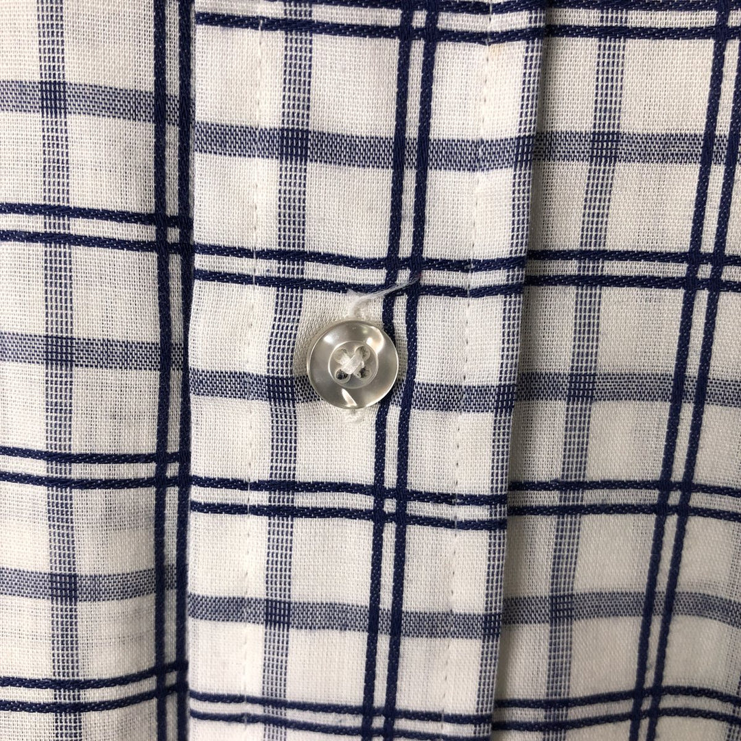 70'S JCPenney short sleeve button down check shirt, men's size L, vintage unclear white type Vintage Second Hand