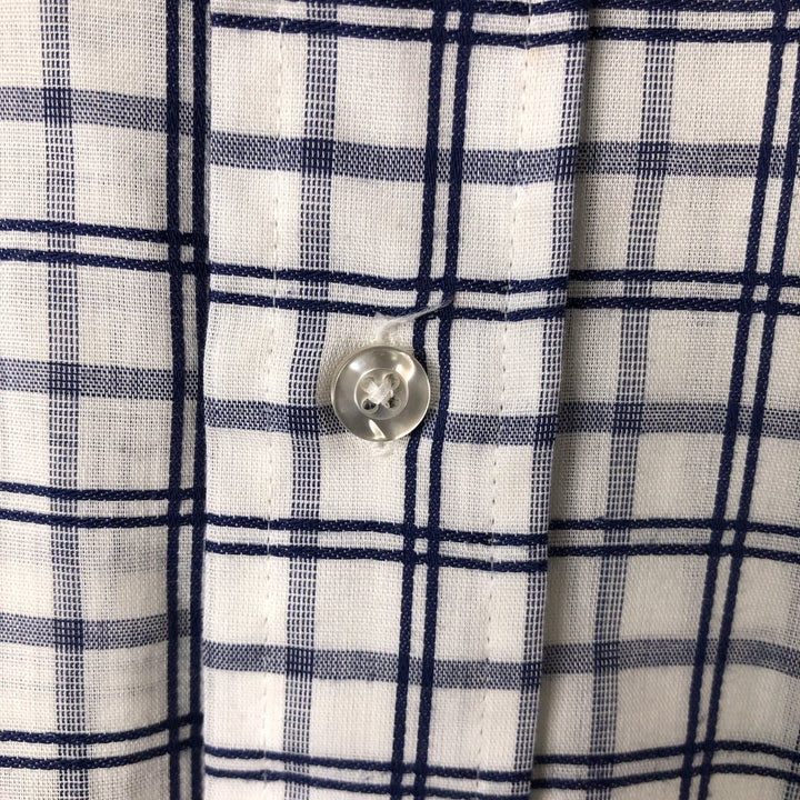 70'S JCPenney short sleeve button down check shirt, men's size L, vintage unclear white type Vintage Second Hand