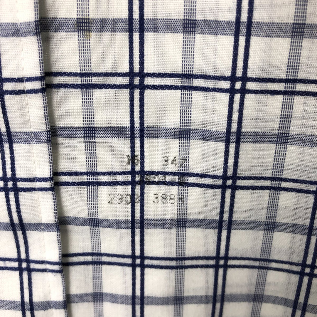 70'S JCPenney short sleeve button down check shirt, men's size L, vintage unclear white type Vintage Second Hand