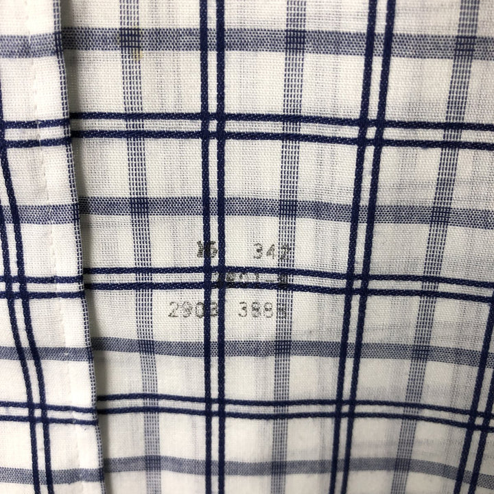 70'S JCPenney short sleeve button down check shirt, men's size L, vintage unclear white type Vintage Second Hand