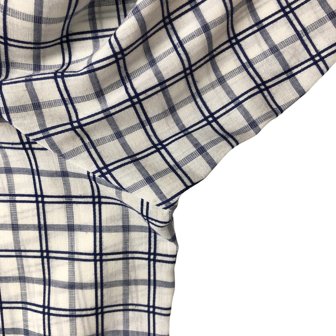 70'S JCPenney short sleeve button down check shirt, men's size L, vintage unclear white type Vintage Second Hand