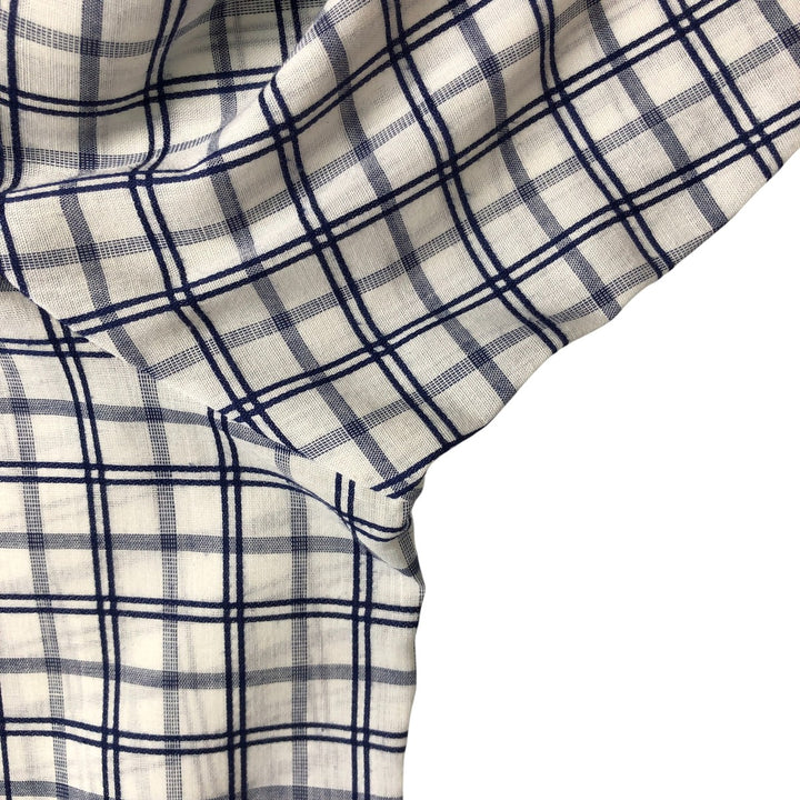 70'S JCPenney short sleeve button down check shirt, men's size L, vintage unclear white type Vintage Second Hand