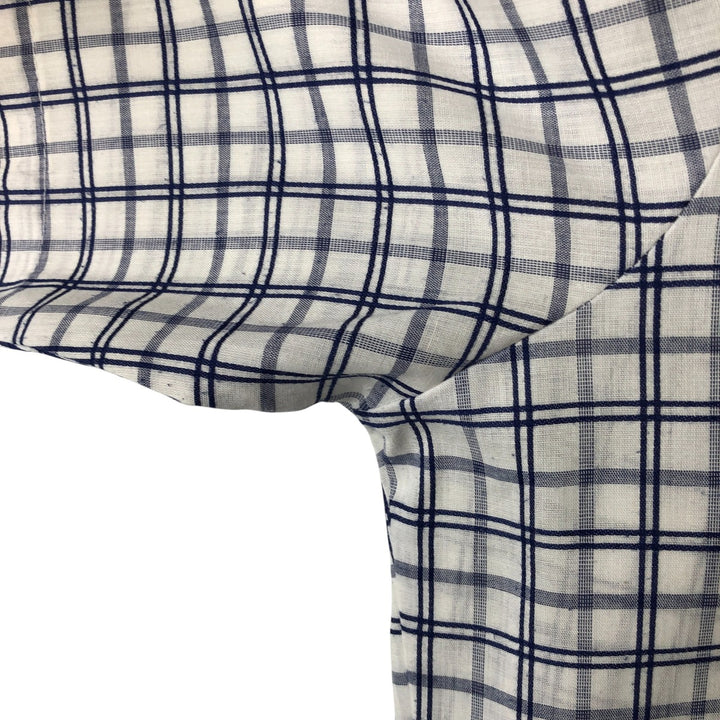 70'S JCPenney short sleeve button down check shirt, men's size L, vintage unclear white type Vintage Second Hand