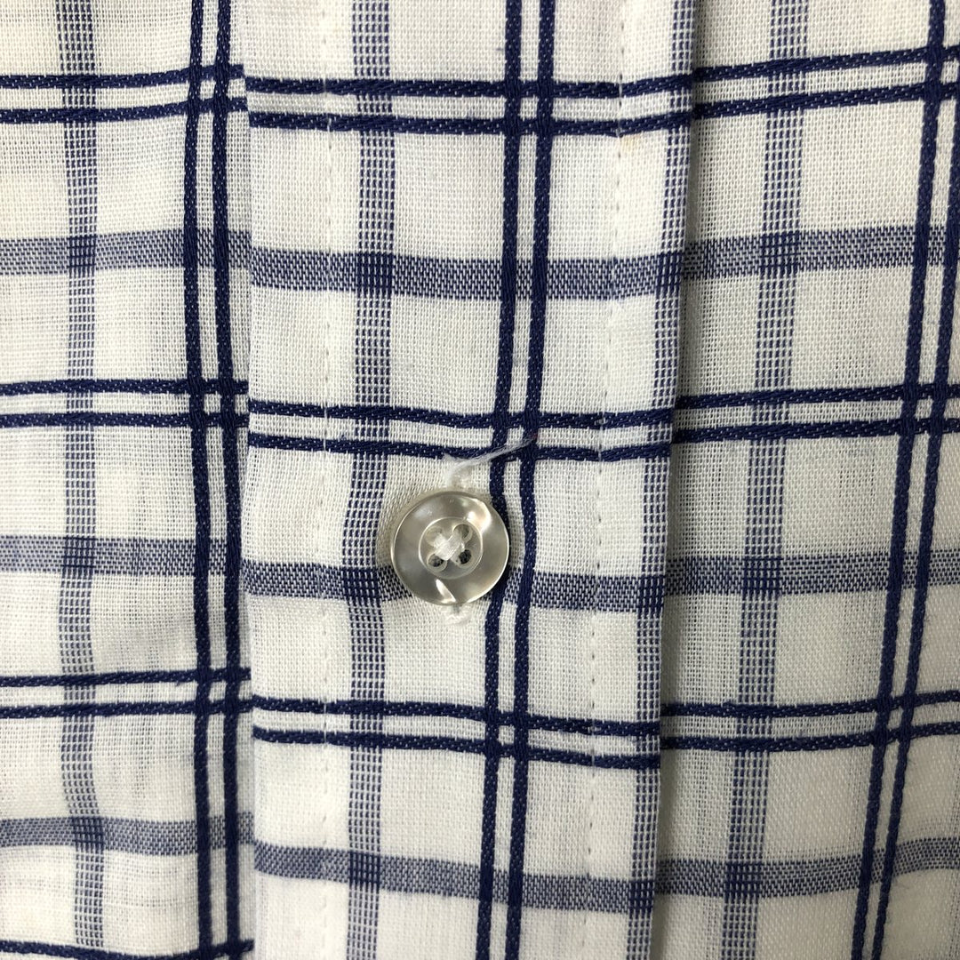70'S JCPenney short sleeve button down check shirt, men's size L, vintage unclear white type Vintage Second Hand
