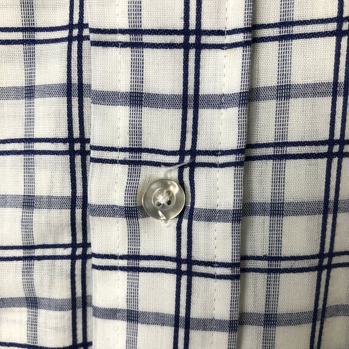 70'S JCPenney short sleeve button down check shirt, men's size L, vintage unclear white type Vintage Second Hand