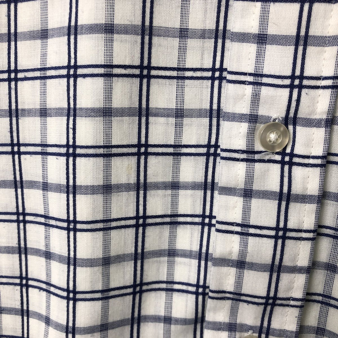 70'S JCPenney short sleeve button down check shirt, men's size L, vintage unclear white type Vintage Second Hand