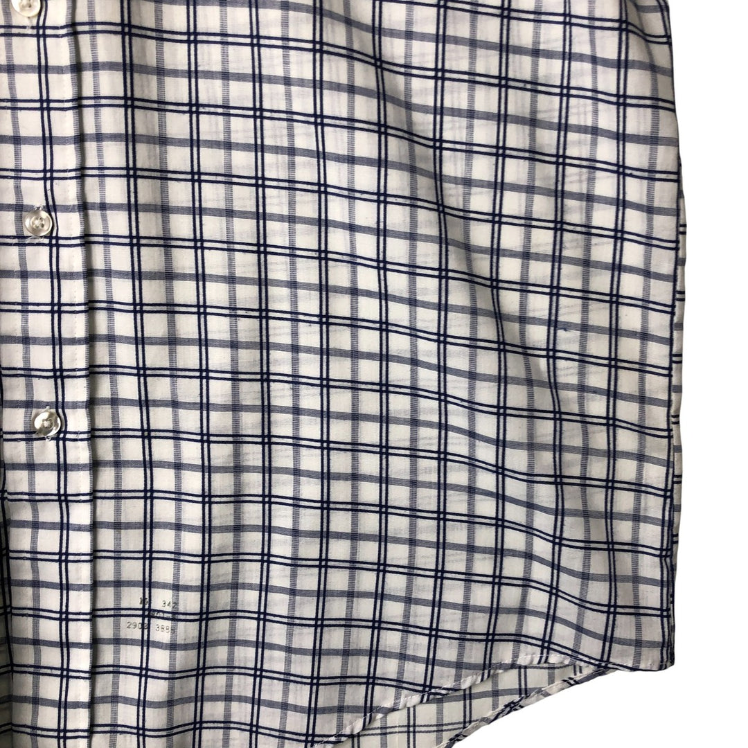 70'S JCPenney short sleeve button down check shirt, men's size L, vintage unclear white type Vintage Second Hand