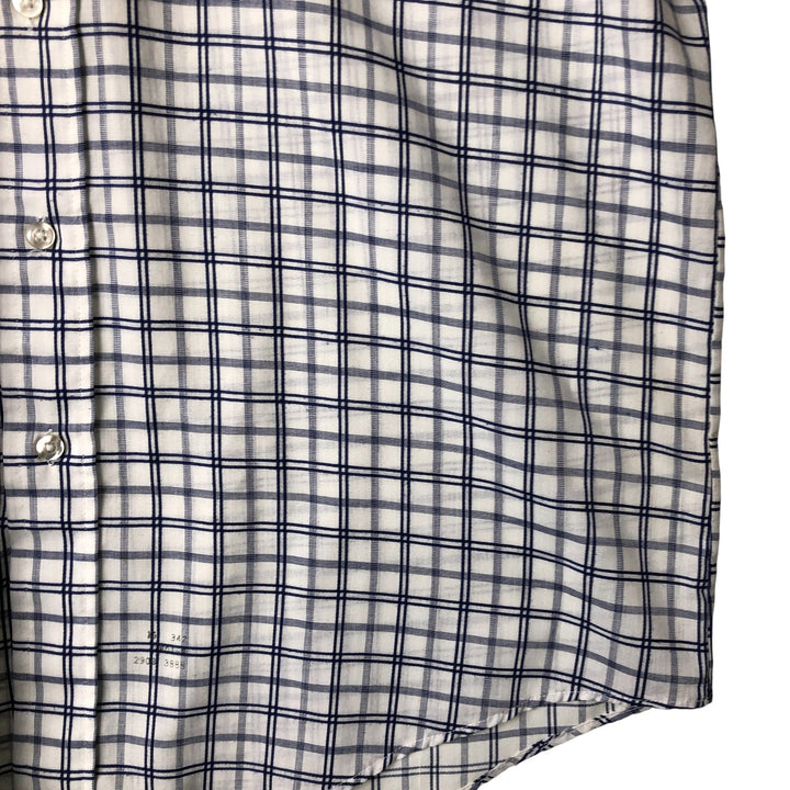 70'S JCPenney short sleeve button down check shirt, men's size L, vintage unclear white type Vintage Second Hand