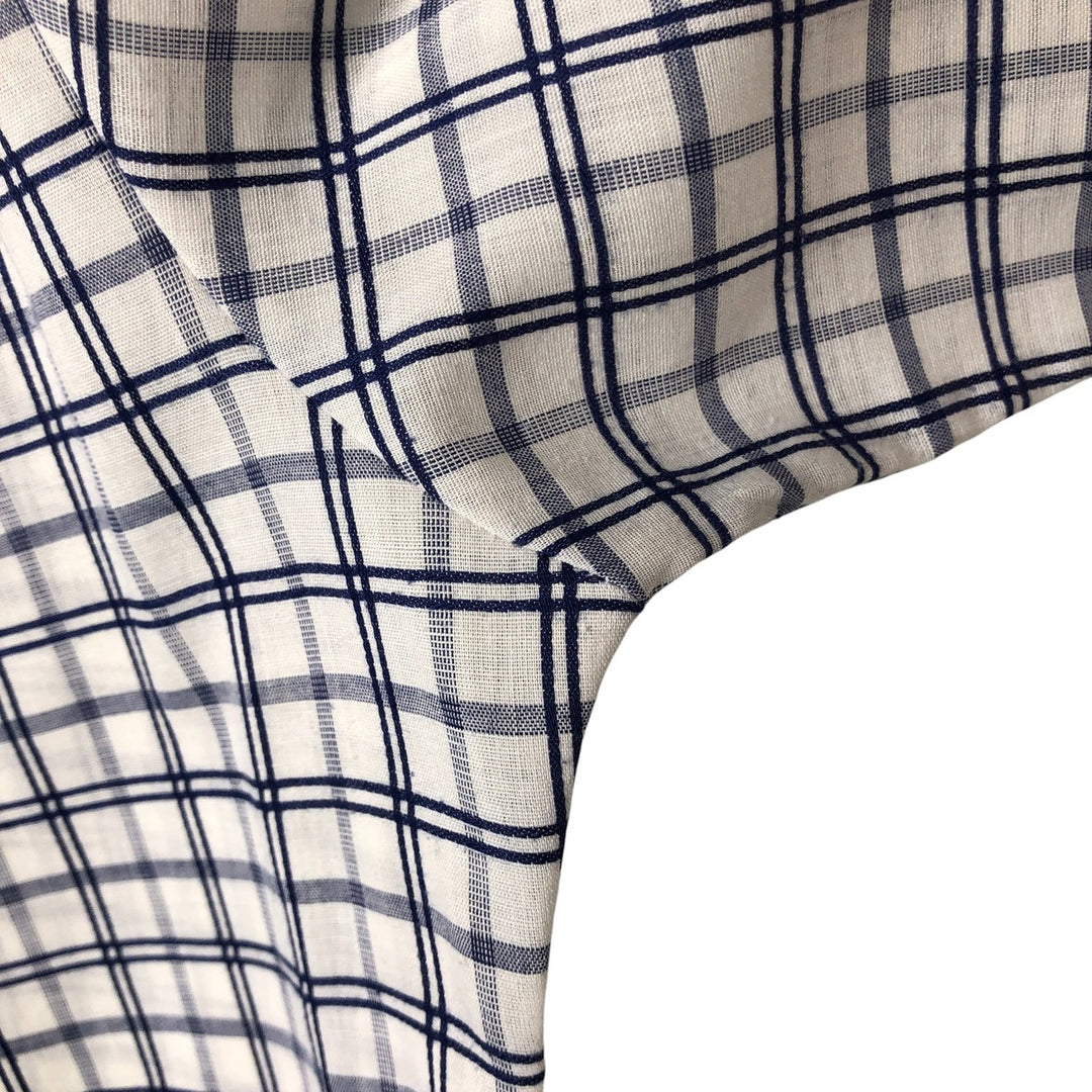70'S JCPenney short sleeve button down check shirt, men's size L, vintage unclear white type Vintage Second Hand