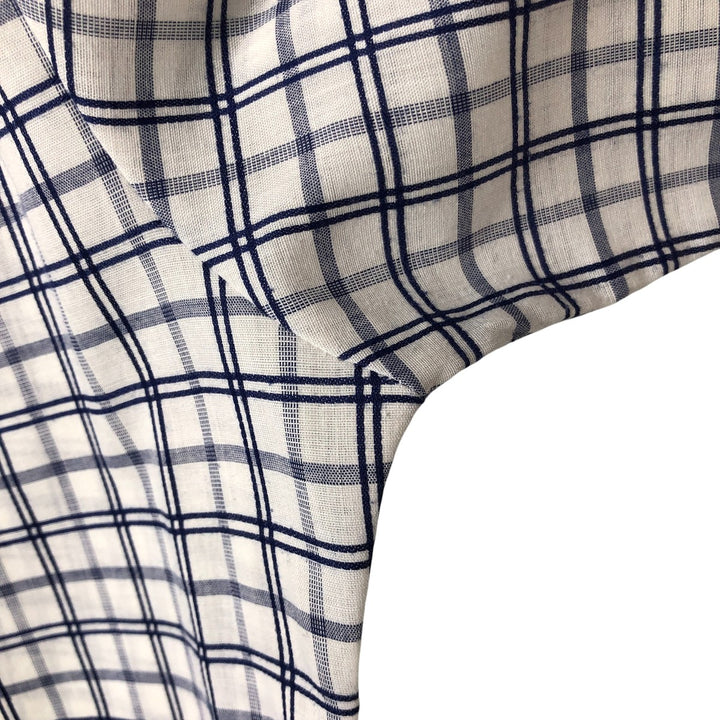70'S JCPenney short sleeve button down check shirt, men's size L, vintage unclear white type Vintage Second Hand