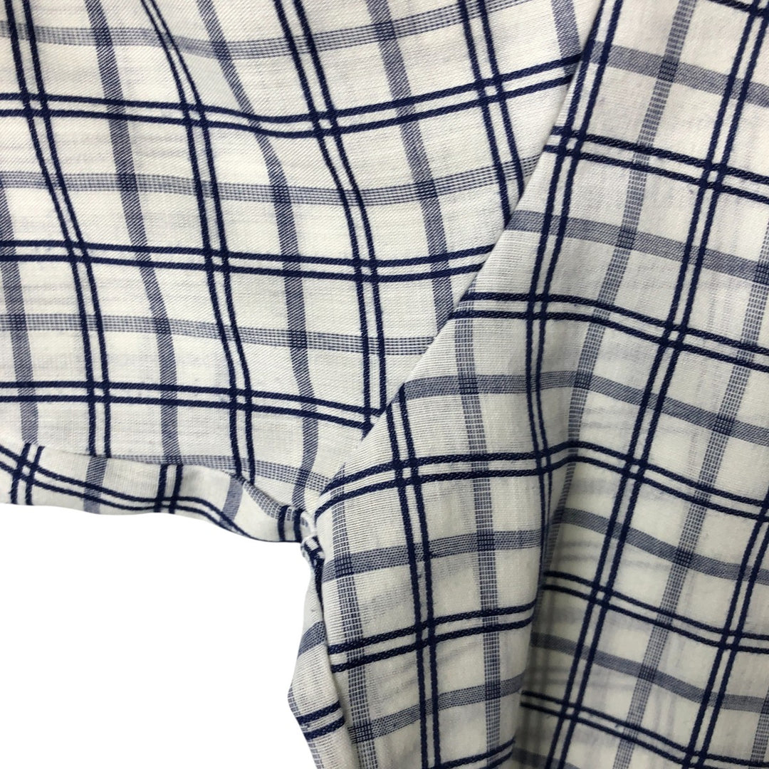 70'S JCPenney short sleeve button down check shirt, men's size L, vintage unclear white type Vintage Second Hand