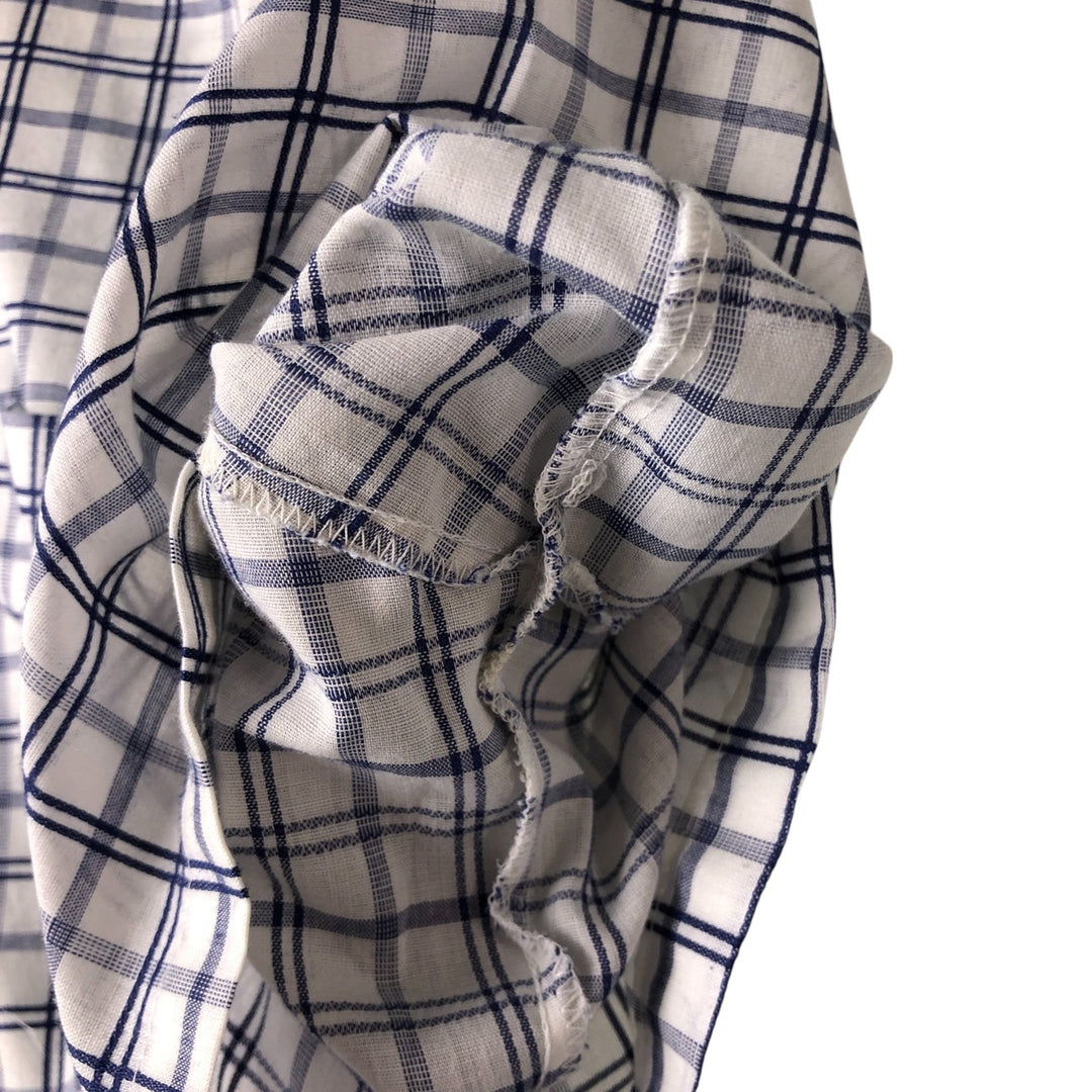 70'S JCPenney short sleeve button down check shirt, men's size L, vintage unclear white type Vintage Second Hand