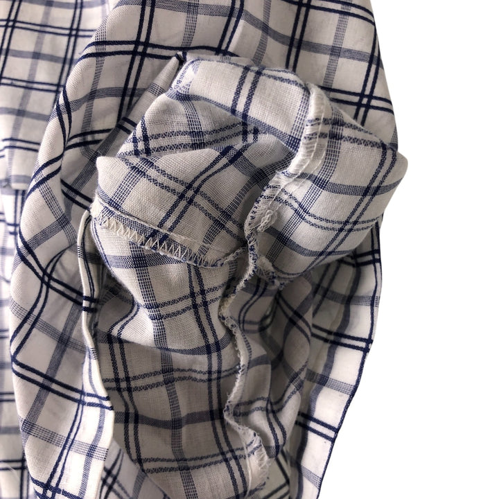 70'S JCPenney short sleeve button down check shirt, men's size L, vintage unclear white type Vintage Second Hand