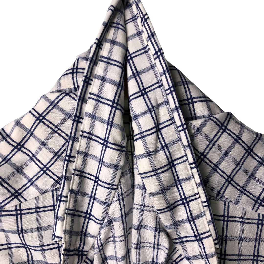 70'S JCPenney short sleeve button down check shirt, men's size L, vintage unclear white type Vintage Second Hand