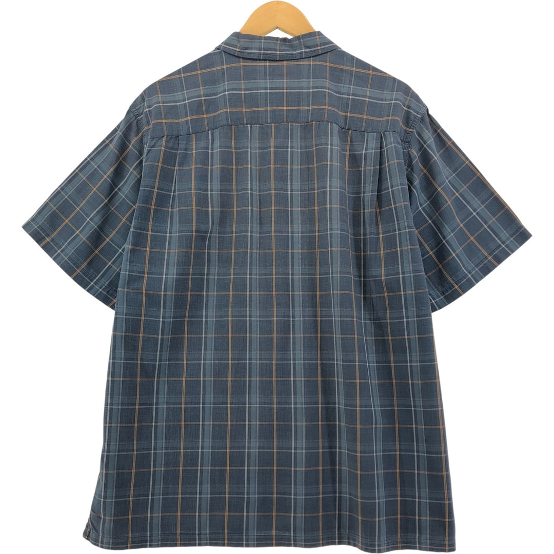 Columbia Short Sleeve Cotton Check Shirt, Box Shirt, Men's XL Size cotton Blue type light blue Vintage Second Hand
