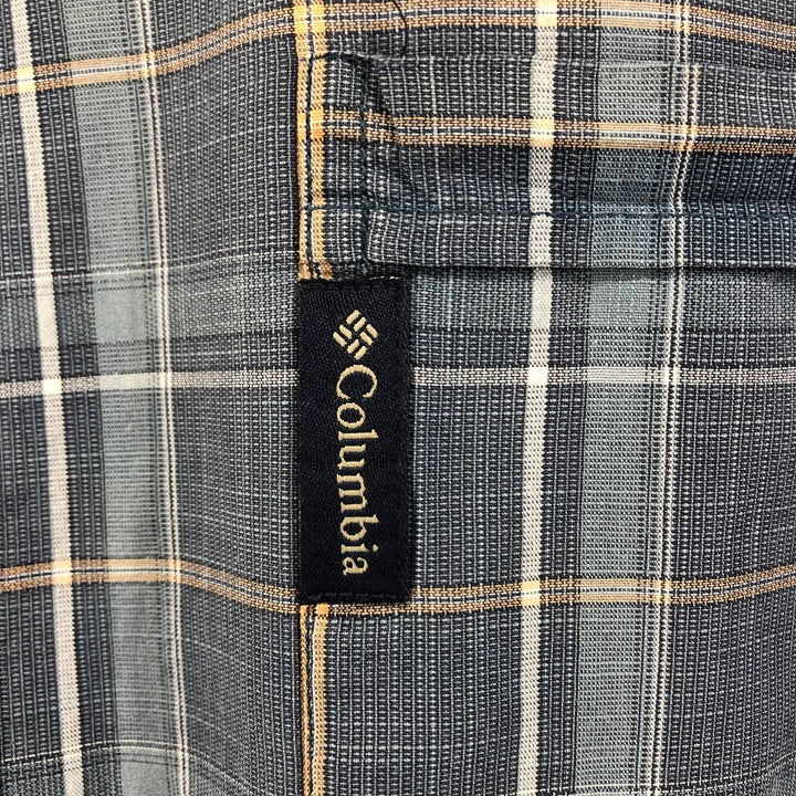 Columbia Short Sleeve Cotton Check Shirt, Box Shirt, Men's XL Size cotton Blue type light blue Vintage Second Hand