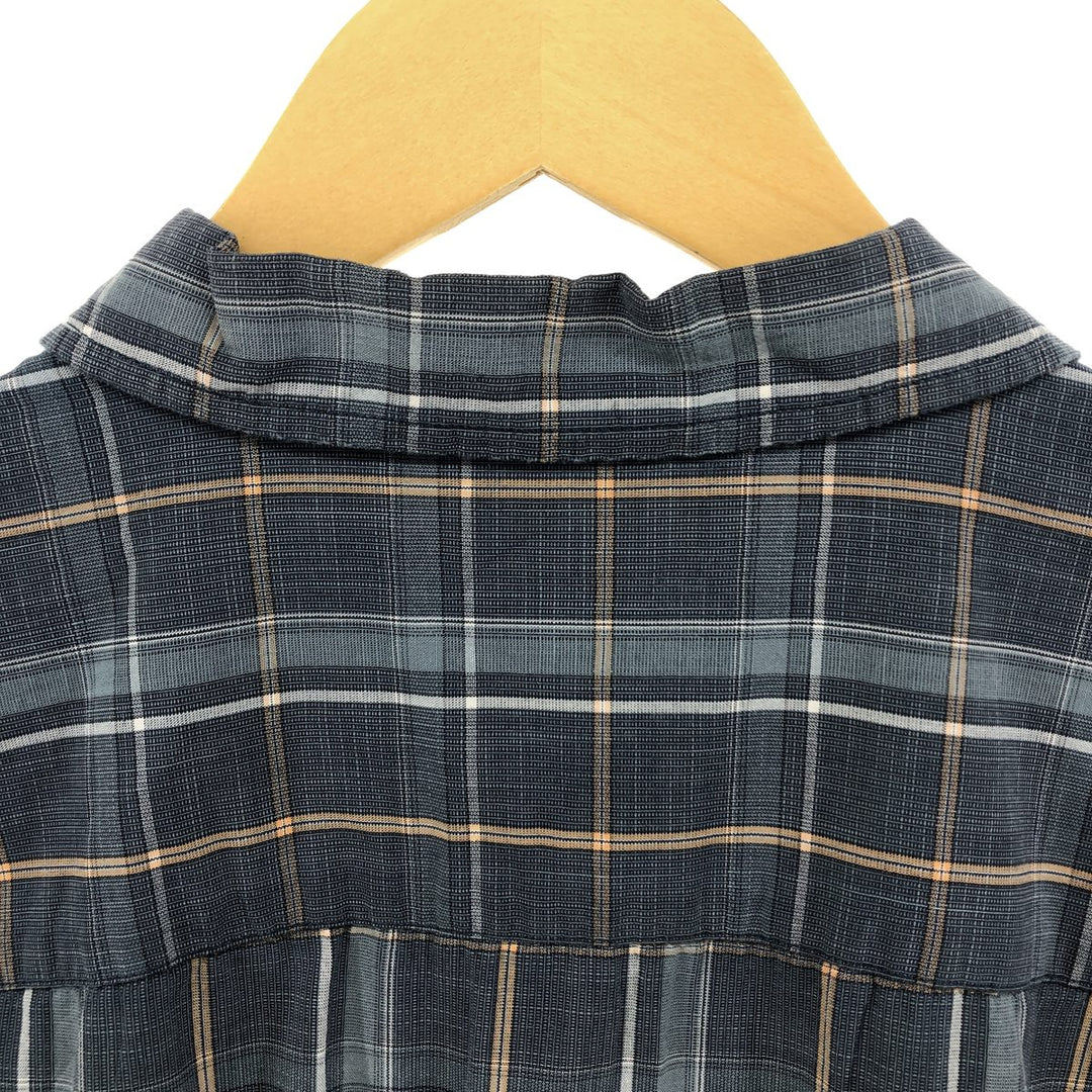 Columbia Short Sleeve Cotton Check Shirt, Box Shirt, Men's XL Size cotton Blue type light blue Vintage Second Hand