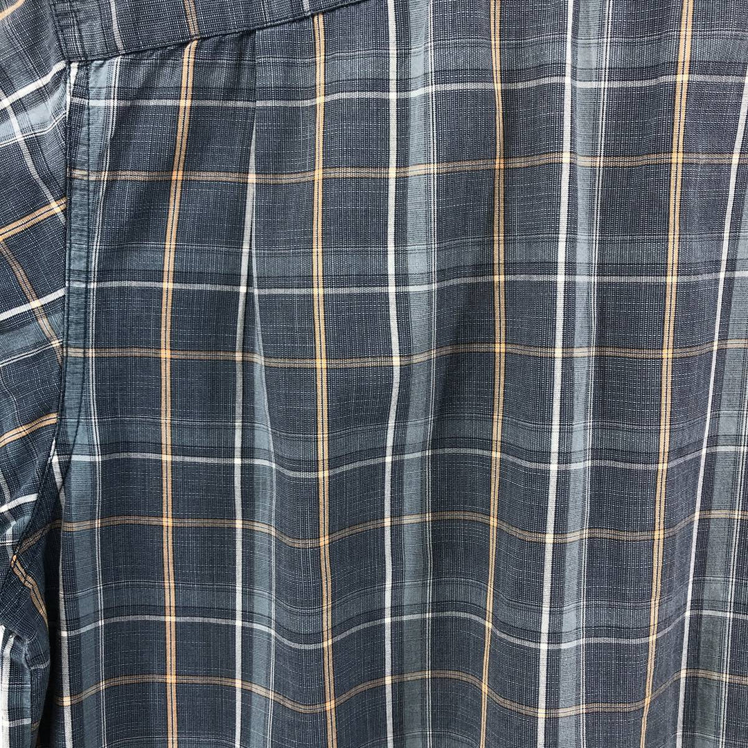 Columbia Short Sleeve Cotton Check Shirt, Box Shirt, Men's XL Size cotton Blue type light blue Vintage Second Hand