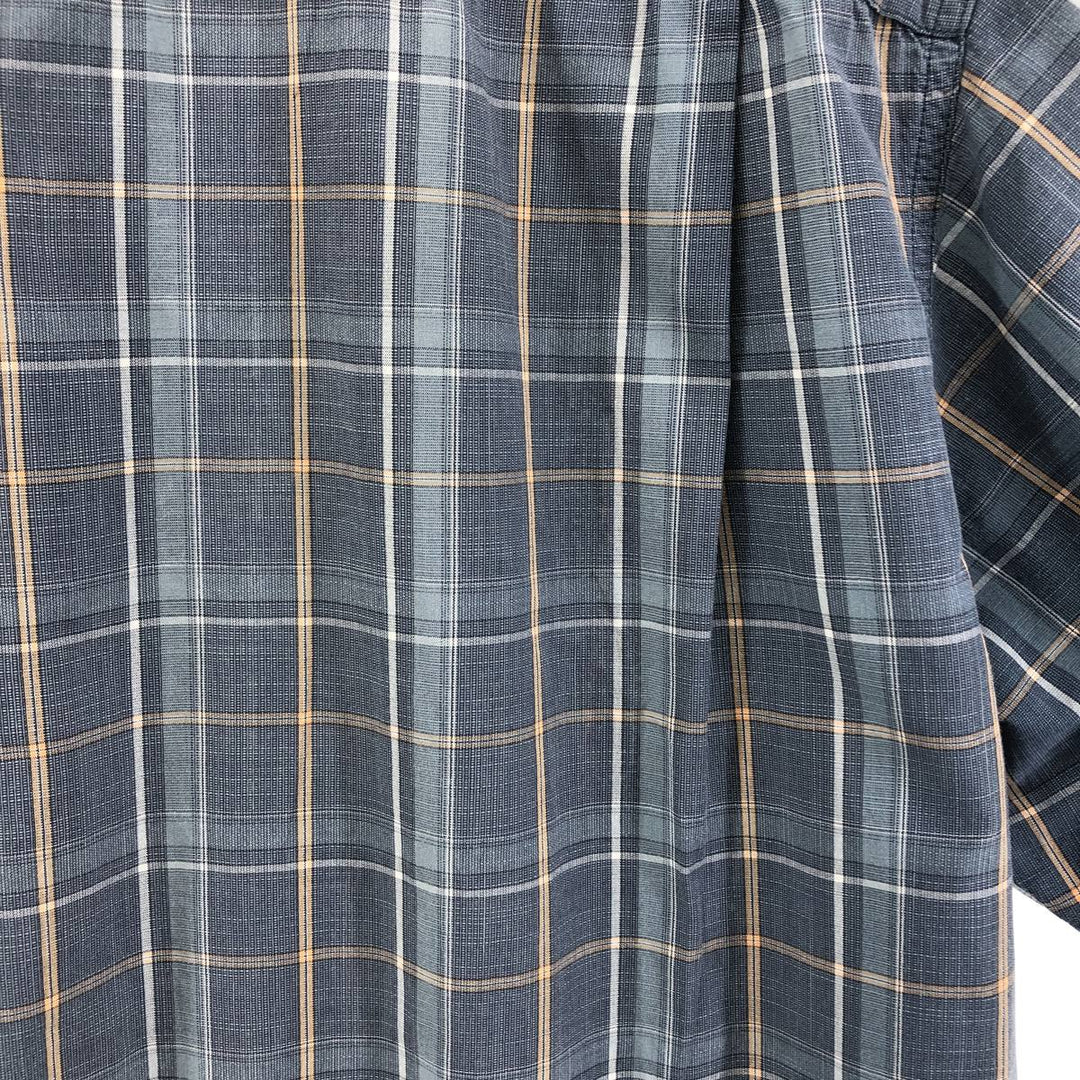 Columbia Short Sleeve Cotton Check Shirt, Box Shirt, Men's XL Size cotton Blue type light blue Vintage Second Hand