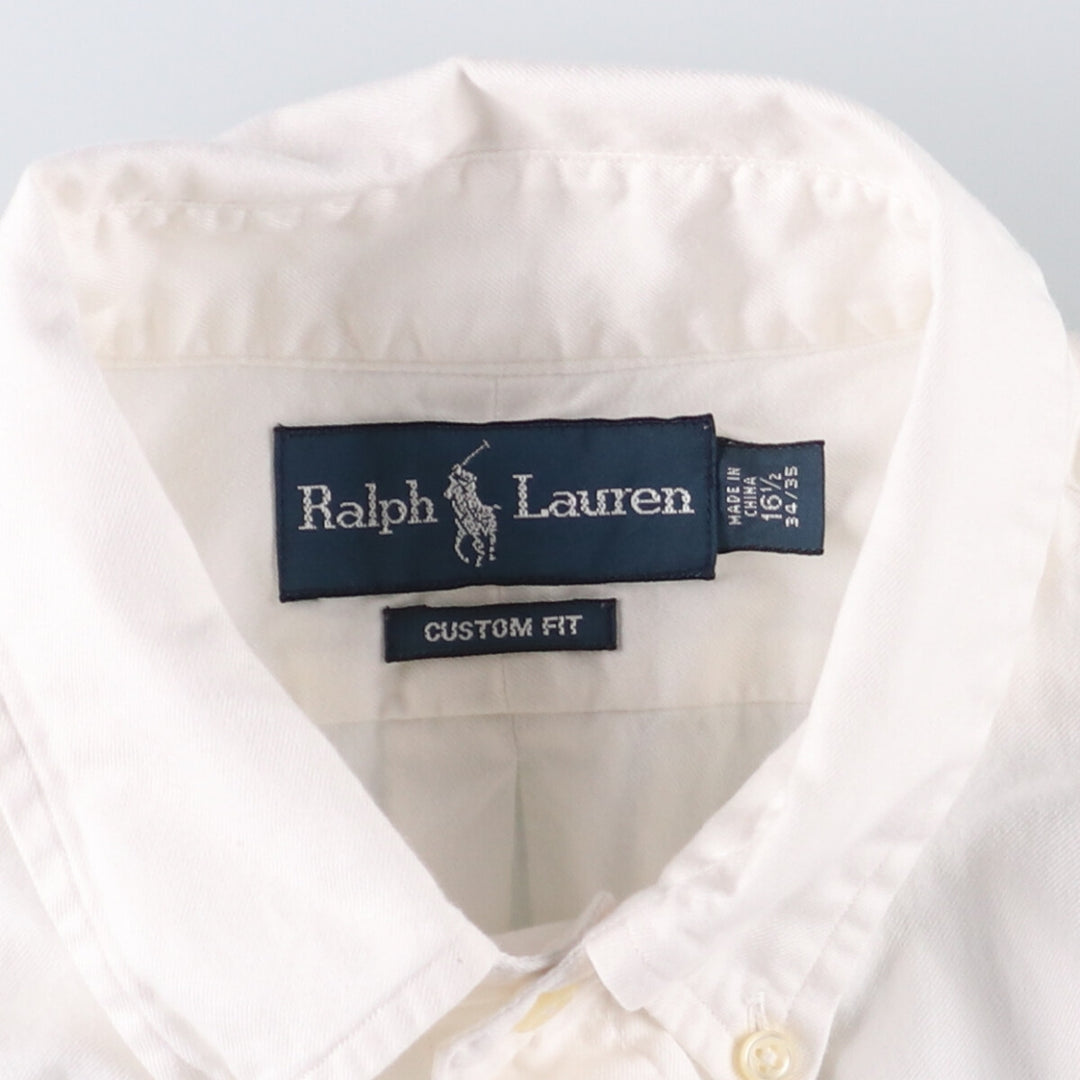 Ralph Lauren CUSTOM FIT long sleeve cotton shirt, men's size L cotton white type Vintage Second Hand