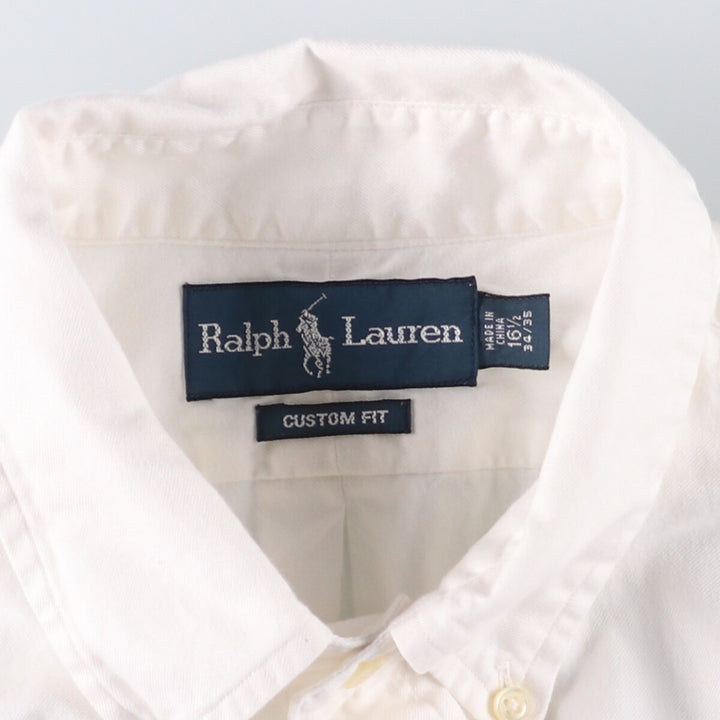 Ralph Lauren CUSTOM FIT long sleeve cotton shirt, men's size L cotton white type Vintage Second Hand