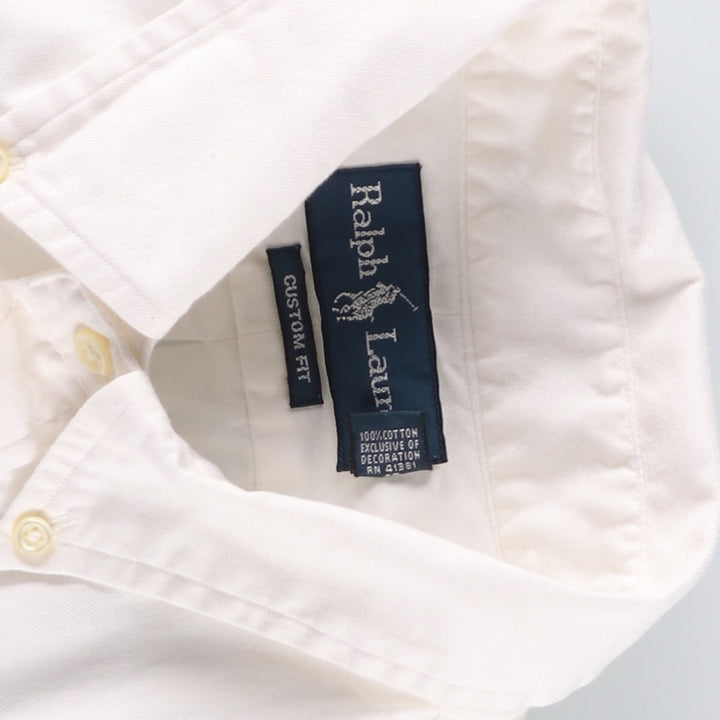 Ralph Lauren CUSTOM FIT long sleeve cotton shirt, men's size L cotton white type Vintage Second Hand
