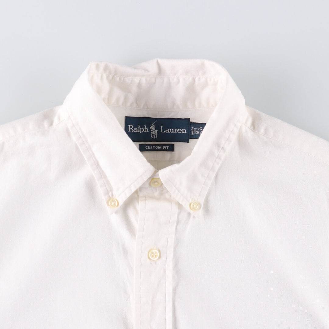Ralph Lauren CUSTOM FIT long sleeve cotton shirt, men's size L cotton white type Vintage Second Hand