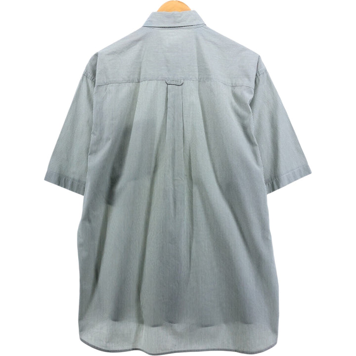 Lacoste Striped Pattern Short Sleeve Button-Down Cotton Striped Shirt, Men's Size M cotton white type Vintage Second Hand