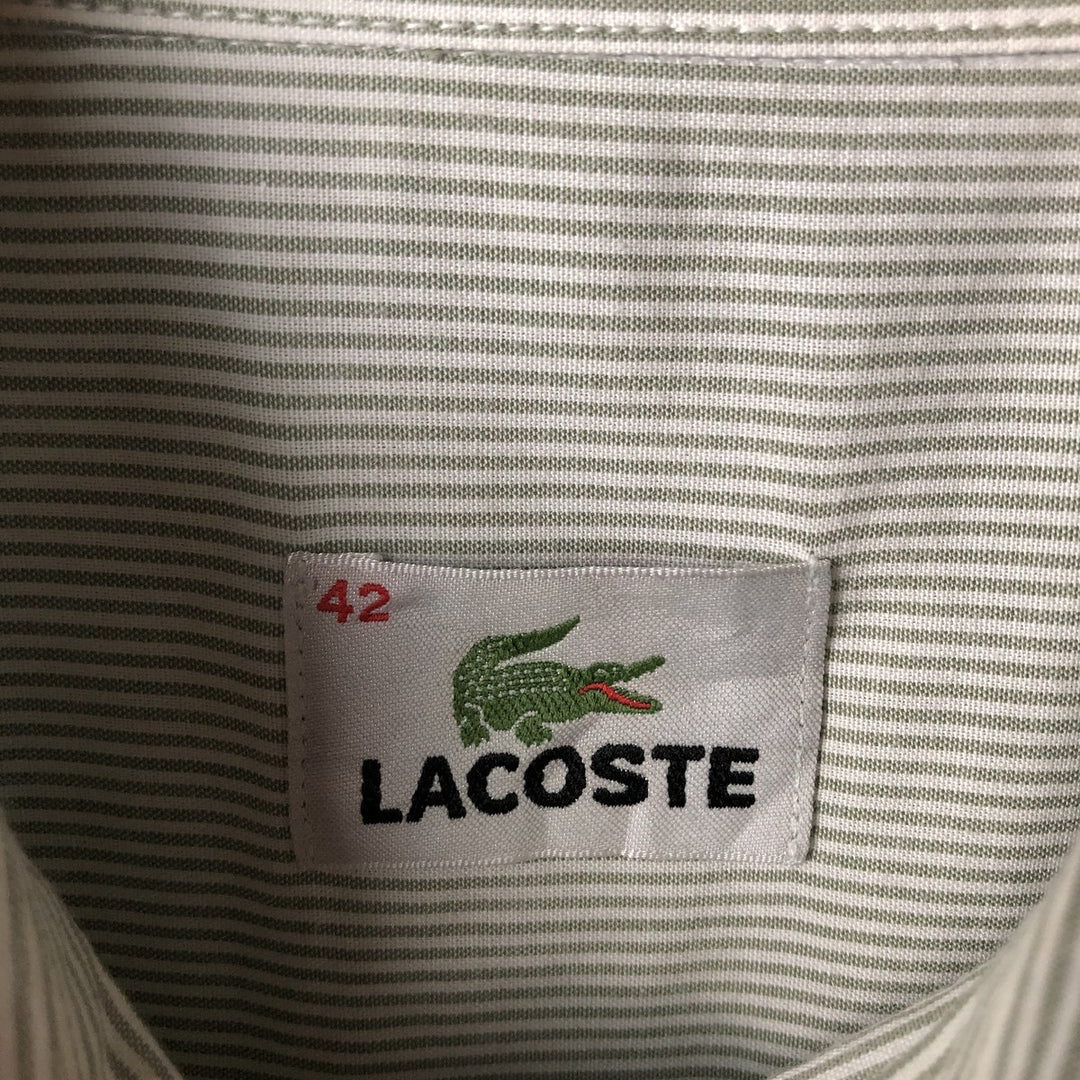 Lacoste Striped Pattern Short Sleeve Button-Down Cotton Striped Shirt, Men's Size M cotton white type Vintage Second Hand