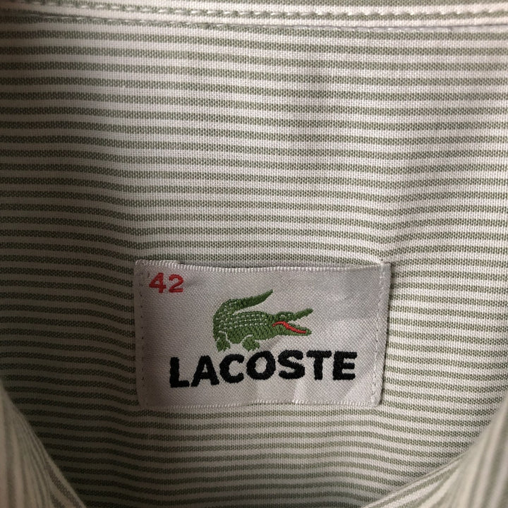 Lacoste Striped Pattern Short Sleeve Button-Down Cotton Striped Shirt, Men's Size M cotton white type Vintage Second Hand