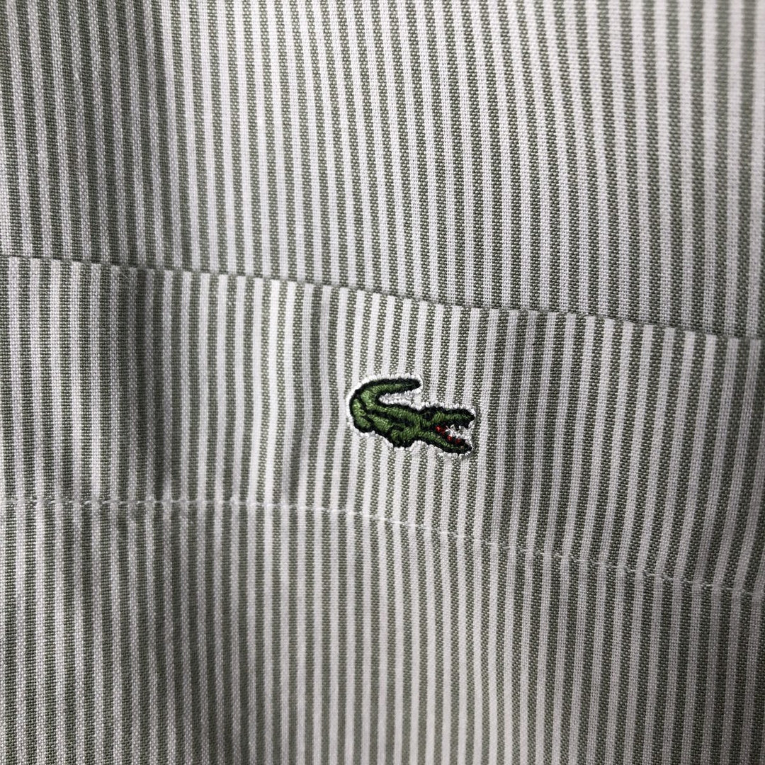 Lacoste Striped Pattern Short Sleeve Button-Down Cotton Striped Shirt, Men's Size M cotton white type Vintage Second Hand