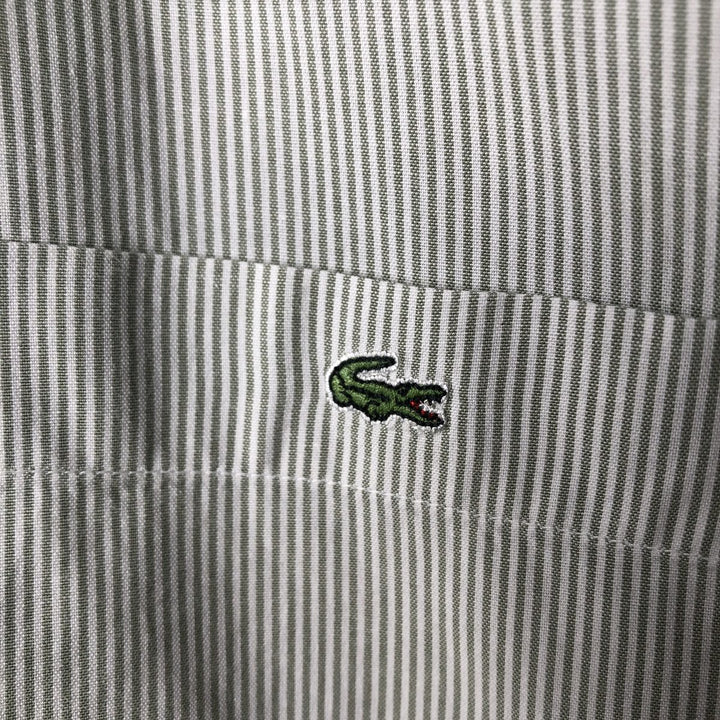 Lacoste Striped Pattern Short Sleeve Button-Down Cotton Striped Shirt, Men's Size M cotton white type Vintage Second Hand