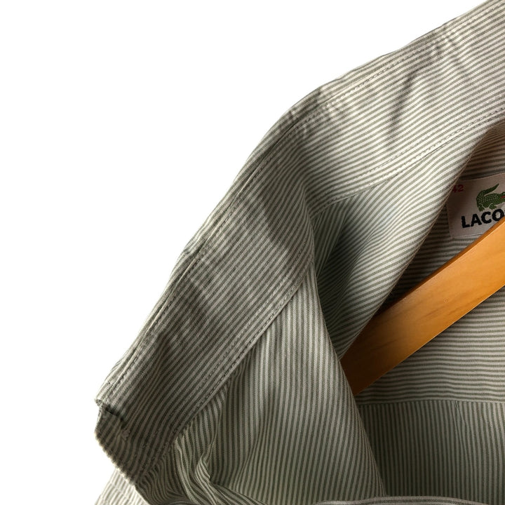 Lacoste Striped Pattern Short Sleeve Button-Down Cotton Striped Shirt, Men's Size M cotton white type Vintage Second Hand