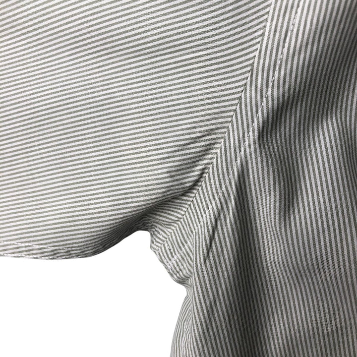 Lacoste Striped Pattern Short Sleeve Button-Down Cotton Striped Shirt, Men's Size M cotton white type Vintage Second Hand