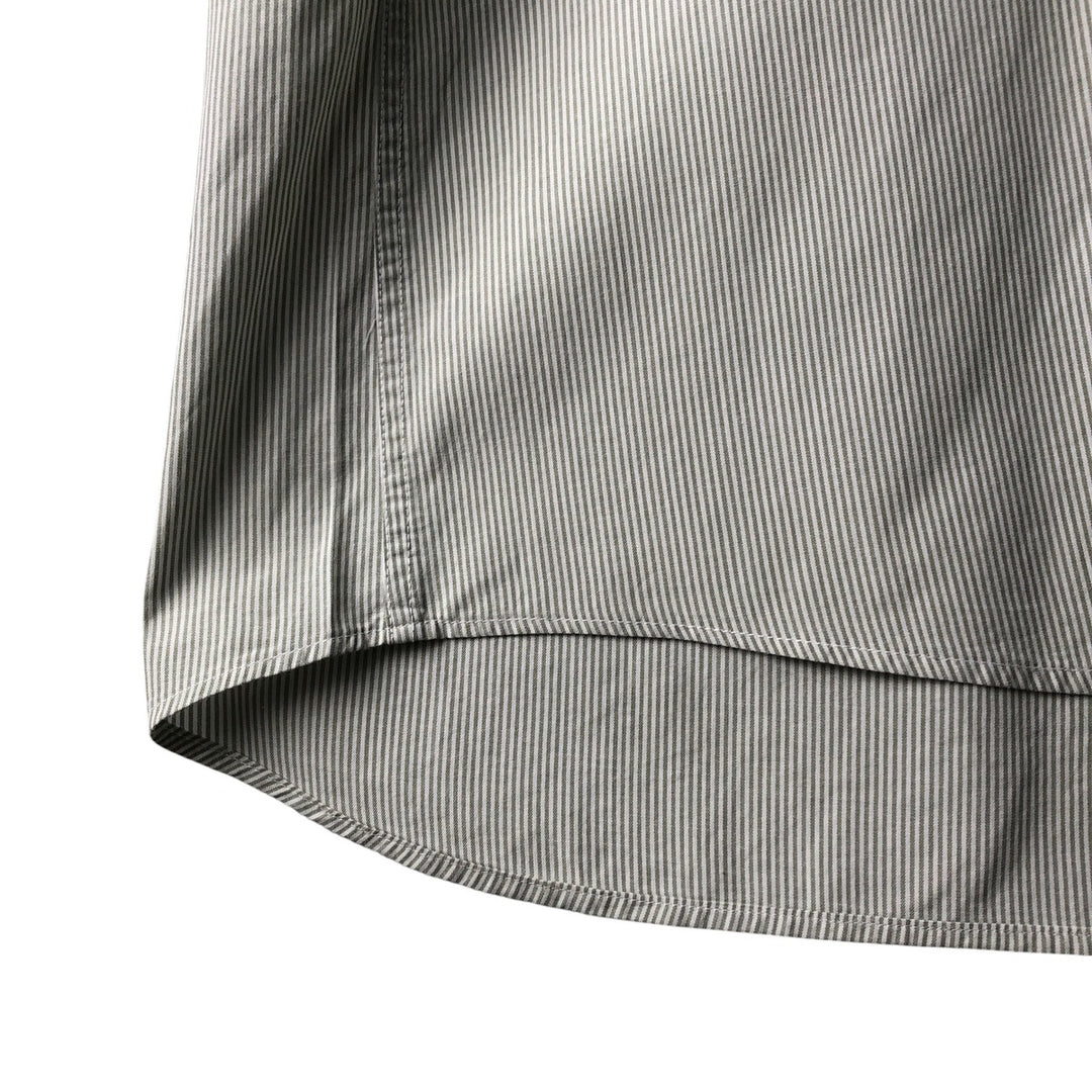 Lacoste Striped Pattern Short Sleeve Button-Down Cotton Striped Shirt, Men's Size M cotton white type Vintage Second Hand