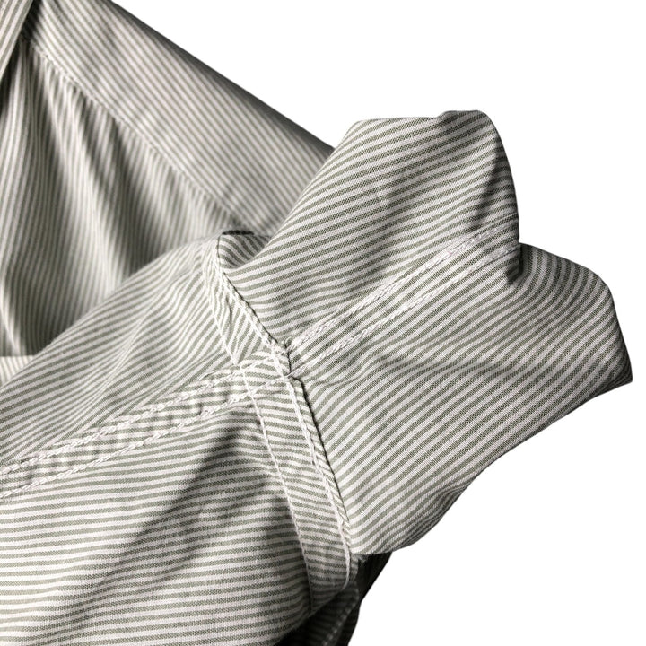 Lacoste Striped Pattern Short Sleeve Button-Down Cotton Striped Shirt, Men's Size M cotton white type Vintage Second Hand