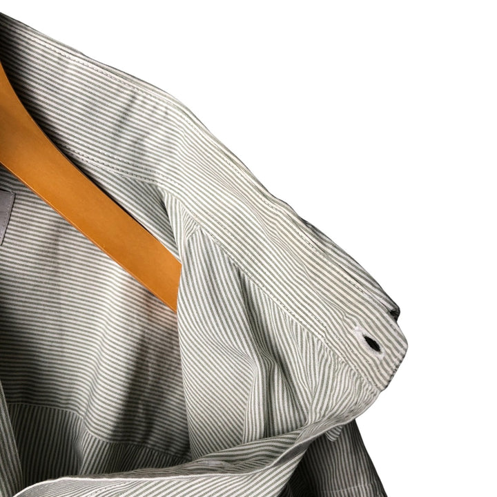 Lacoste Striped Pattern Short Sleeve Button-Down Cotton Striped Shirt, Men's Size M cotton white type Vintage Second Hand