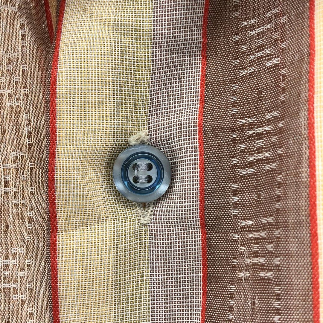 Big size 70'S Arrow Kent Collection Stripe Pattern Short Sleeve Box Shirt Men's XXXL equivalent Vintage polyester Beige type Vintage Second Hand